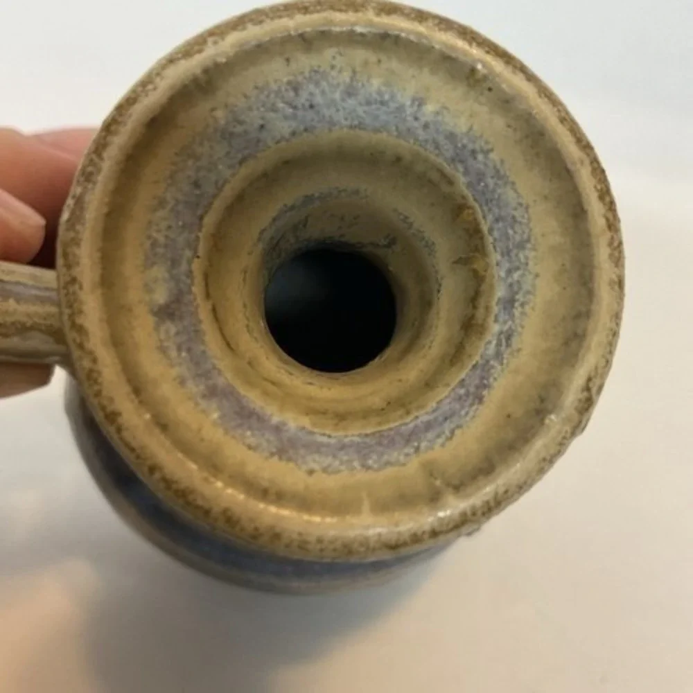 VTG Handmade Mini Miniature Vase Pitcher Gray Blue Glazed With Handel 5